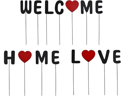 Metal Welcome Letter Yard Sign Garden Decor, Welcome Home Word Yard Art Stake Metal Plant Pick Letter Stick for Plant Pot Flower Bed Indoor Outdoor Patio Lawn Spring Decor