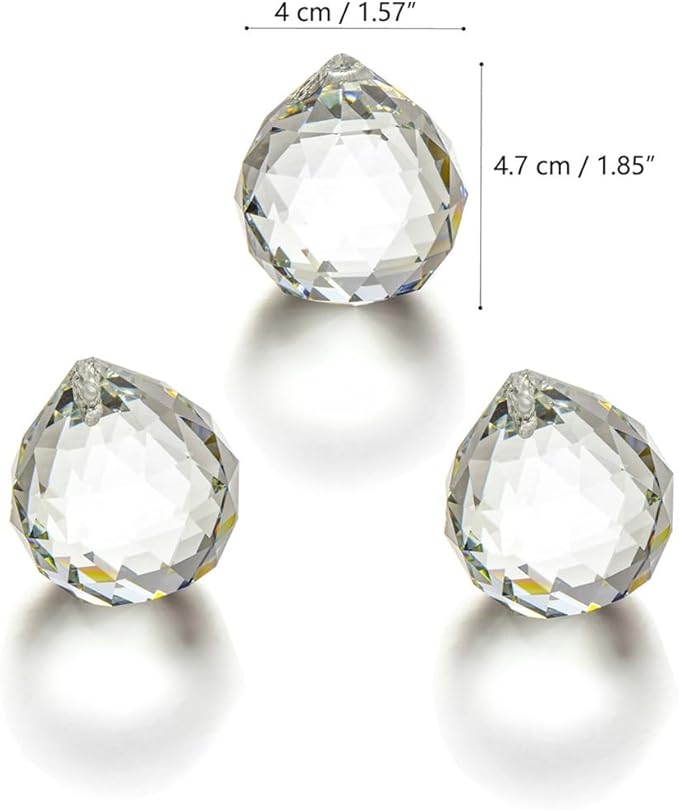 JIHUI Clear Glass Crystal Ball Prism Pendant Suncatcher 40 mm