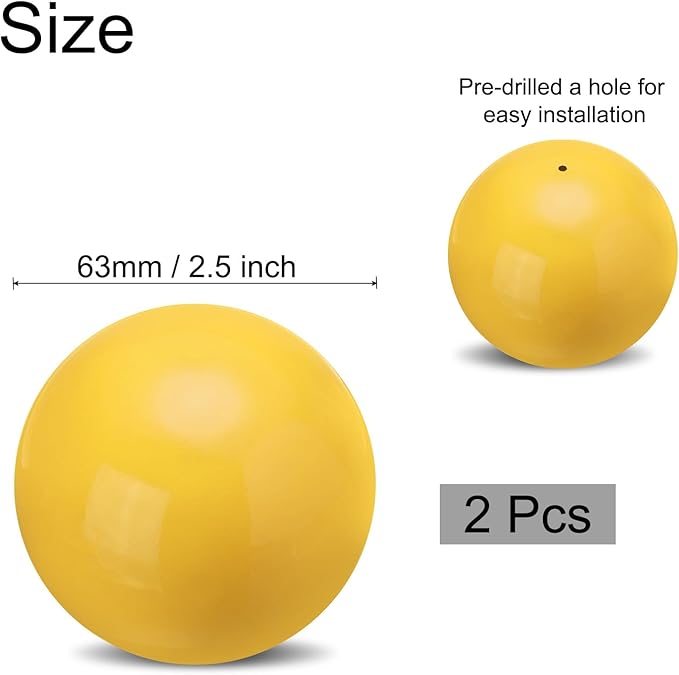 uxcell 2 Pcs Gazing Globe Decor Ball 2.5 Inch 63mm Reflective Garden Sphere Hollow Ball, Seamless Stainless Steel Gazing Ball, Smooth Mirror Globe for Garden Home Decor, Bright Yellow