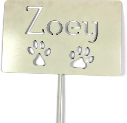 Classic Metal Garden Markers Clearance Items 20 to 33 Inches Tall (Cream, Zoey + 2 paws 23")