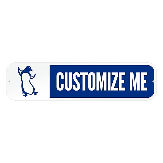 Customize Your Own Blue Street Sign with Penguin Symbol by SmartSign | 6" x 24" 3M EG Reflective Aluminum