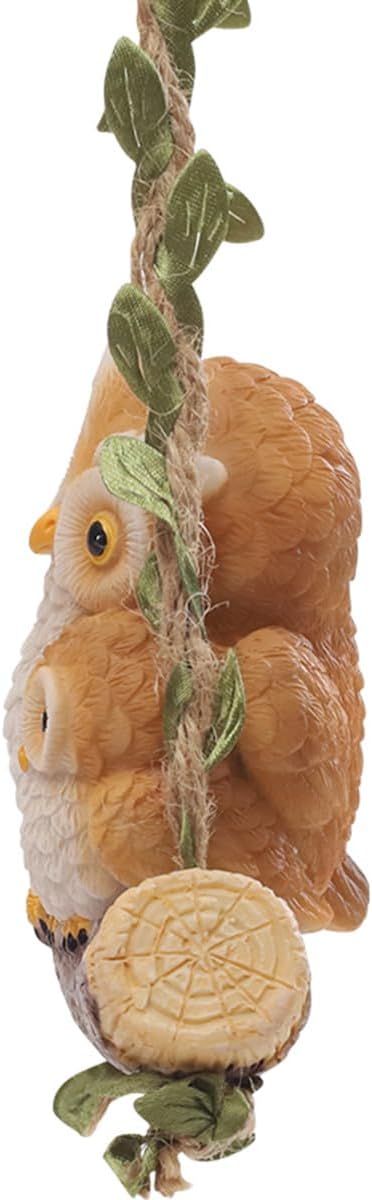 Swing Animals Garden Statue Outdoor Decor, Resin Hanging Animals Figurine Tree Ornaments Yard Art Sculpture for Stump Branch Patio Lawn Decorations (Mom & Baby Owl)
