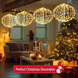 Christmas Ball Lights Outdoor - 2pcs Mix Size Sphere Hanging Globes Warm White