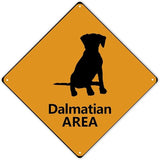 Dalmatian Crossing Sign Caution DalmatianDog Xing Sign Street Sign Wildlife Novelty Road Fence Wall Decor Warning Metal Tin Sign For Indoor Outdoor 15x15in