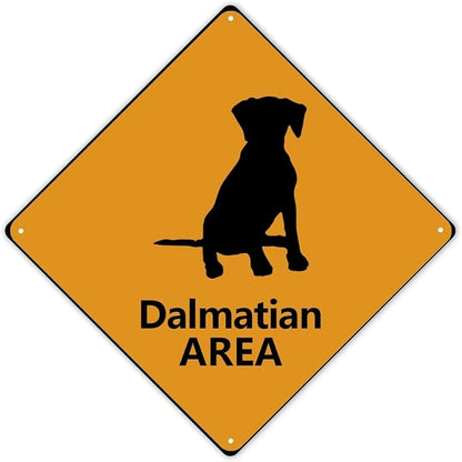 Dalmatian Crossing Sign Caution DalmatianDog Xing Sign Street Sign Wildlife Novelty Road Fence Wall Decor Warning Metal Tin Sign For Indoor Outdoor 15x15in