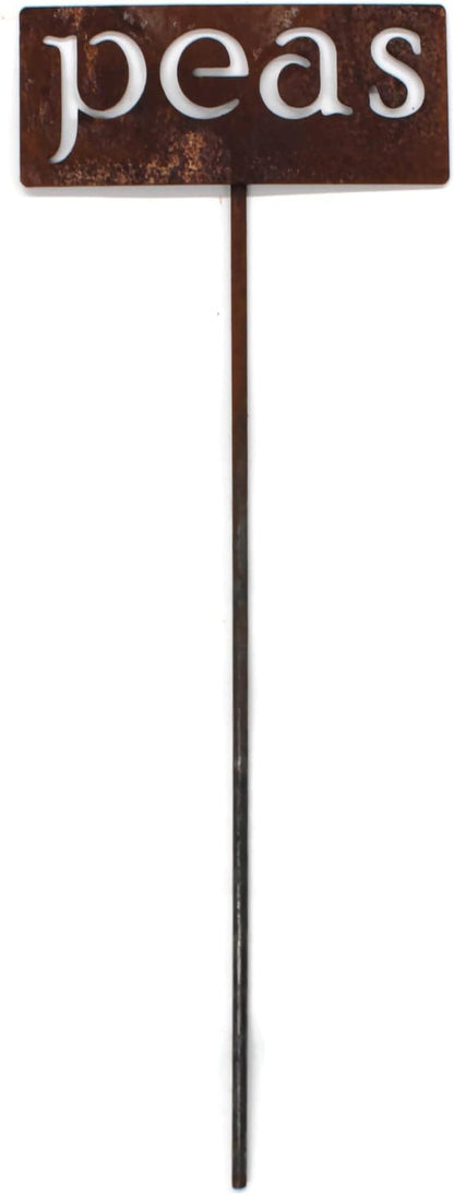 Classic Metal Garden Markers 19 Inches Tall (peas, Naturally Rusted)