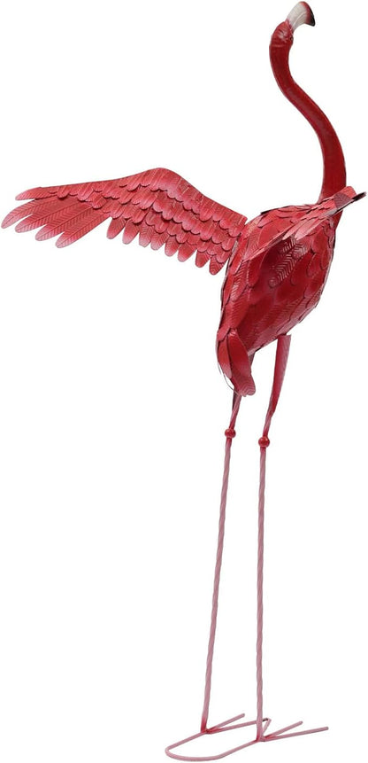 Outdoor Flamingo Garden Statues Set of 1/2/3, Metal Lawn Art Decorations with Rustproof Iron, Lifelike Tropical Bird Sculpture for Yard Patio Terrace Wedding Birthday Gift