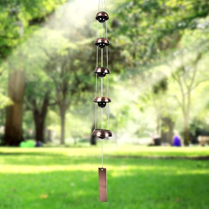 JIANWEI Bell Wind Chimes Temple Wind Bell, Vintage Copper Bell, Feng Shui Wind Chimes with 5 Bells, Memorial Wind Chime for Home Yard Balcony Window Outdoor(Bronze)