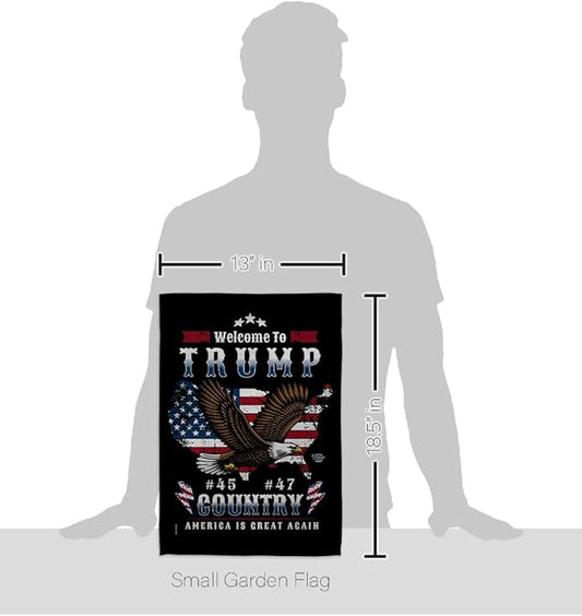 Welcome to Trump Country Flag Yard Sign Wall Hanging Decor Home Poster Rally Shooting MAGA Vance 2024 Political Poster Lawn Garden Outdoor Patriotic Patio Decoration Republican Gift Made in USA