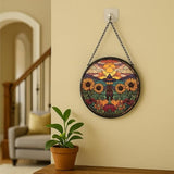 Stained Glass Window Hanging Scarecrow Sunflower and Pumpkin Sun Catchers Panel for Indoor Decorative Display for Mom, Wife, Lovers, Festive