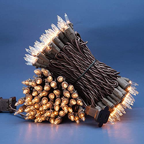 200 Clear Christmas Lights - 33ft Brown Wire String (2 Set)