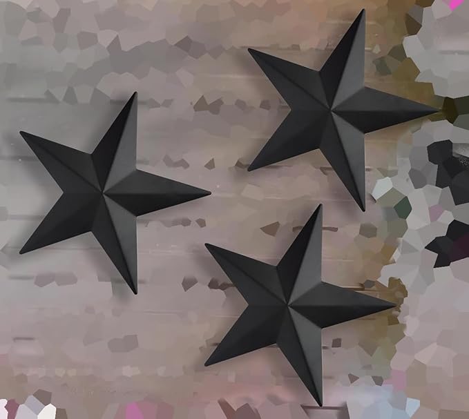 Bellaa 23547 Western Metal Stars Wall Decoration Black Texas Barn Farmhouse Ranch Cottage Lodge Outdoor Home Decor 12 Inch Each Set of 3