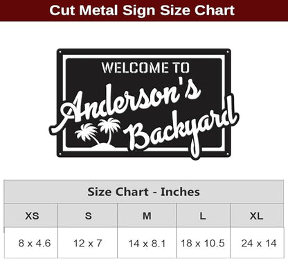 MeMate Personalized Metal Sign for Backyard, Patio, Garden, Deck, Large Outdoor Decor, Housewarming Gifts