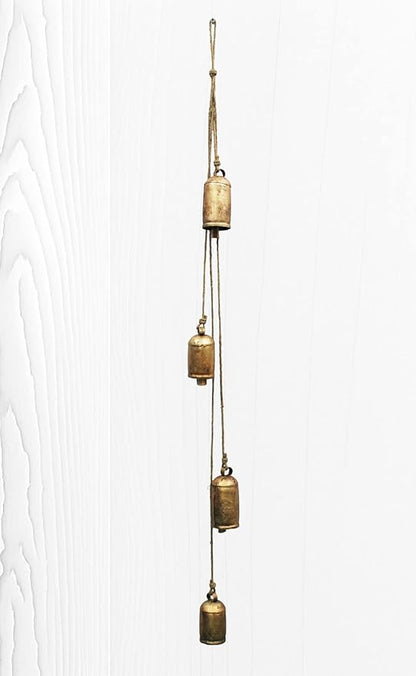 Mango Gifts Shabby Chic Rustic Vintage Bells Hanging Chimes with Jute Rope, Bohemian Style Tranquil Wind Chimes for Garden Outdoor and Patio Decoration (MGT21)