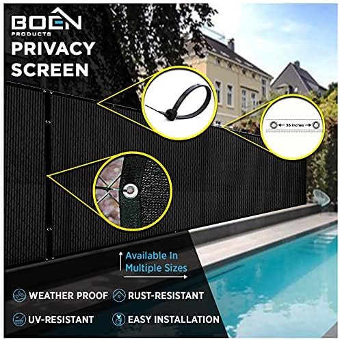 Boen - Backyard Privacy Screen Fence Covering 4' x 50' - Black - Instant Outdoor Privacy Fence Screen for Any Metal, Chain Link, Wood Panels or Plastic Fencing - Shade & Block Wind Privacy Wall