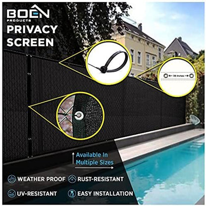 Boen - Backyard Privacy Screen Fence Covering 4' x 50' - Black - Instant Outdoor Privacy Fence Screen for Any Metal, Chain Link, Wood Panels or Plastic Fencing - Shade & Block Wind Privacy Wall