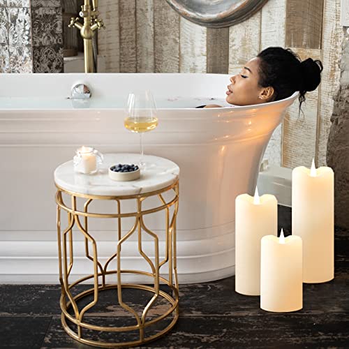 Flickering Flameless LED Candles - 3" x 5" Ivory Pillar, 1000+ Hour Battery