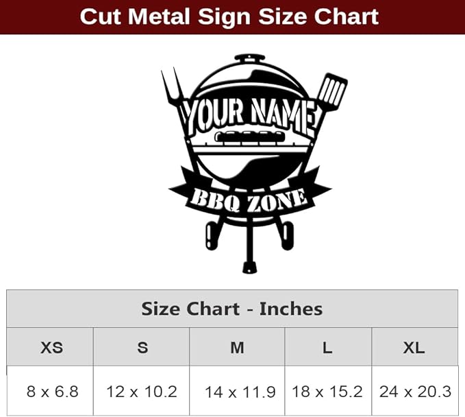 MeMate BBQ Zone Signs, Grill Sign to Personalize, Personalized Barbecue Metal Signs Kitchen Decor, Custom Name Outdoor Plaques for Backyard, Patio, Porch, Deck, Rustic Decorations for Man Cave