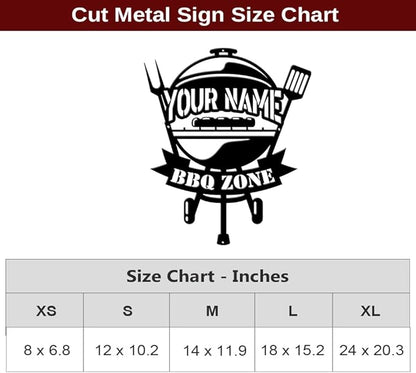 MeMate BBQ Zone Signs, Grill Sign to Personalize, Personalized Barbecue Metal Signs Kitchen Decor, Custom Name Outdoor Plaques for Backyard, Patio, Porch, Deck, Rustic Decorations for Man Cave
