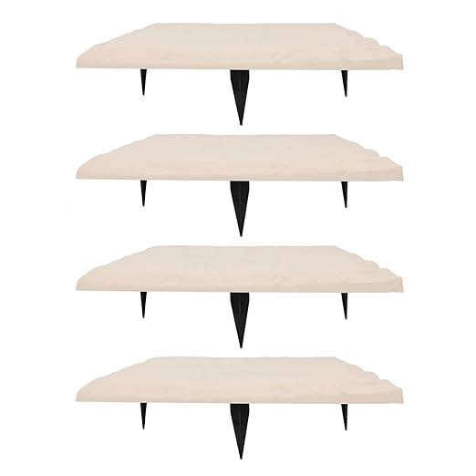 Garden Dcor Stepping Stone with Ground Stake, Polypropylene Material, Outdoor, 15.5x15.5in, Set of 4 (Beige)