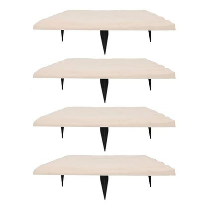 Garden Dcor Stepping Stone with Ground Stake, Polypropylene Material, Outdoor, 15.5x15.5in, Set of 4 (Beige)