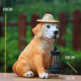 Garden Statue Dog Figurine Decor for Patio, Balcony Yard Decor Ornament, Outdoor Lights Housewarming Gifts for Women Men Mom Grandma