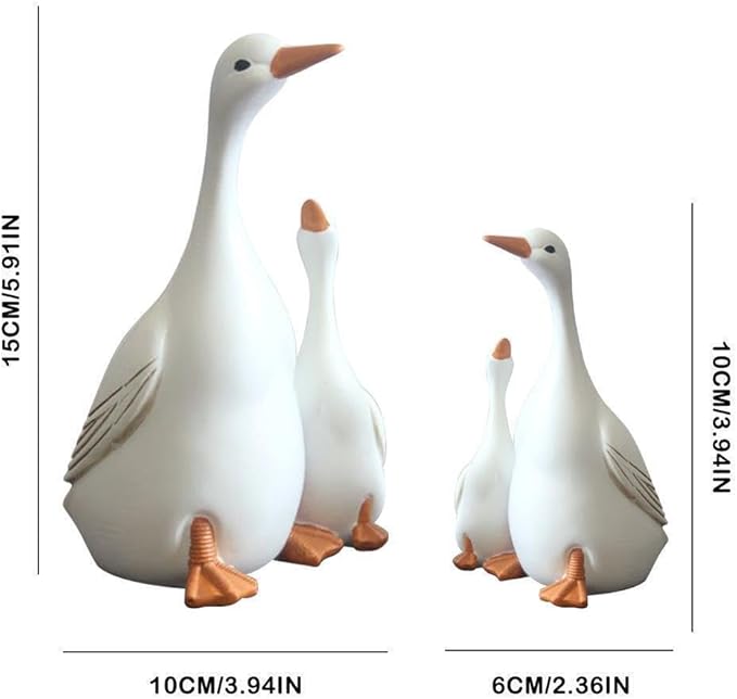 ZEshops Lifelike Mother Duck and Ducklings Resin Statue for Patio Yard Decoration - Durable and Hand-Drawn Sculpture (Large Size (15cm x 10cm))