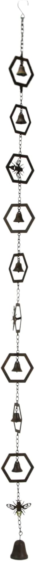 Things2Die4 72 Inch Brown Metal Honey Bee Wind Chime Rain Chains Hanging Outdoor Decor One Size