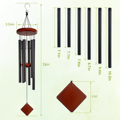 Small Wind Chimes for Outside, Wind Chimes Outdoor with 6 Tuned Tubes, Memorial WindChimes for Garden, Patio and Home