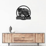 Custom US Bike Metal Wall Art, Customized Family Name Wall Decor, Rustic Home Decor, Monogram Wall Sculpture, Porch Decorations Outdoor/Gift-328