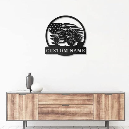Custom US Bike Metal Wall Art, Customized Family Name Wall Decor, Rustic Home Decor, Monogram Wall Sculpture, Porch Decorations Outdoor/Gift-328