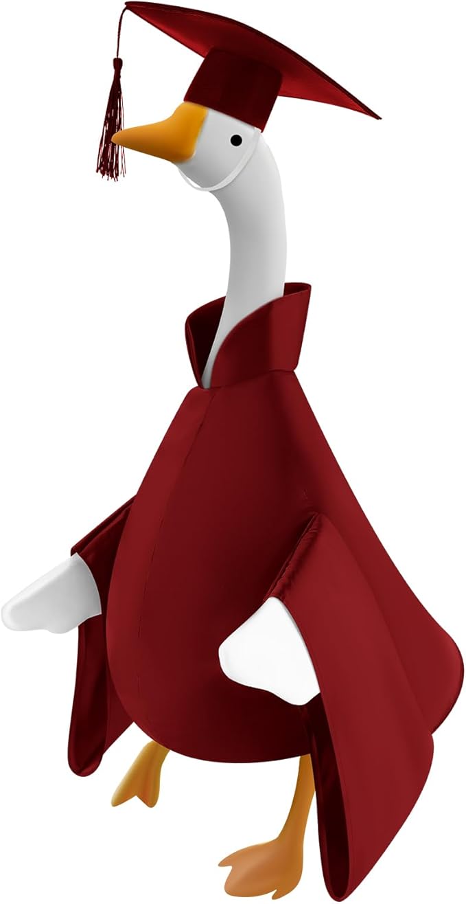 Graduation Goose Outfit for 23'' High Cement Goose Statue, Lawn Porch Clothes Cute Grad Yard Statue Outfit for Patio Outdoor Garden Decoration(Burgundy)