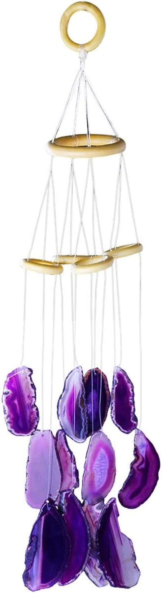 rockcloud Agate Slices Geode Wind Chime Home Garden Decoration Figurine, 20-24 inches, Purple