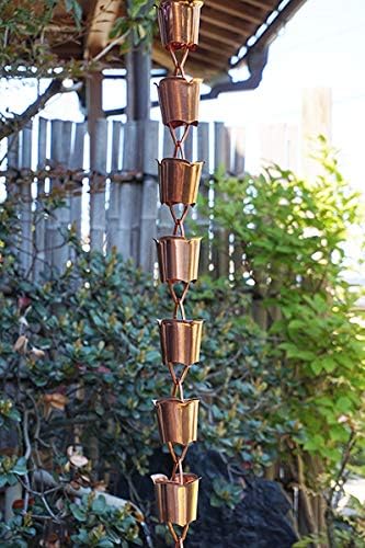 MORIKUNI Made in Japan Authentic Traditional Rain Chain/Downspout/Made of Pure Copper/Available in 4 Styles, 5-16 ft/Optional Decorative Weight Available (Tulip, 12, Feet)