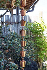 MORIKUNI Made in Japan Authentic Traditional Rain Chain/Downspout/Made of Pure Copper/Available in 4 Styles, 5-16 ft/Optional Decorative Weight Available (Tulip, 5, Feet)