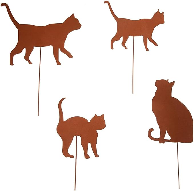 Garden Decors For Outside Metal Rusted Animals Decorative Garden Stakes For Spring Decors Yard Art Welcome Sign Outdoor Iron Garden Stake, 2 Four Leaf Clovers
