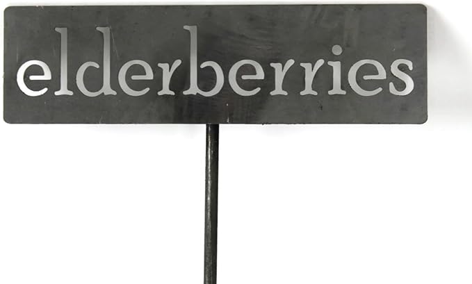 Classic Metal Garden Markers 19 Inches Tall (elderberries, Raw, Unfinished Steel (will rust with time))