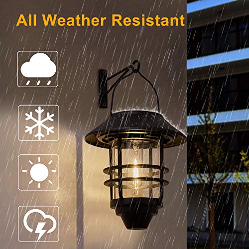 Solar Hanging Lantern - Waterproof Wall Mount 2 Pack