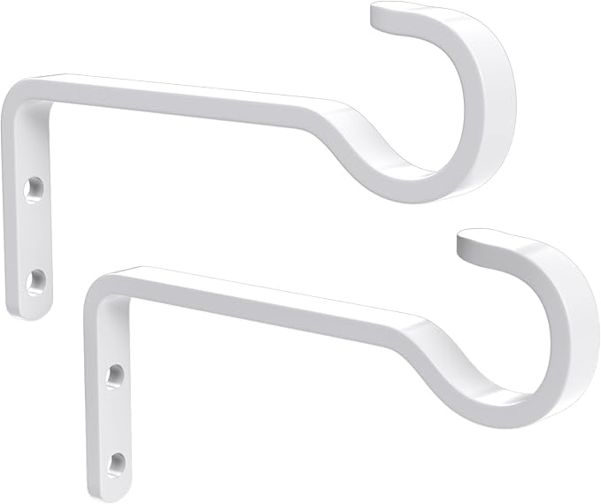 saffruff 6 Inch 2 Pack Heavy Duty Outdoor Plant Hangers for Hanging Baskets, Iron Hanging Plant Brackets, Metal Plant Wall Hooks for Lantern, Bird Feeder, Windchime, White