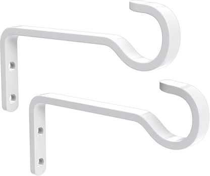 saffruff 6 Inch 2 Pack Heavy Duty Outdoor Plant Hangers for Hanging Baskets, Iron Hanging Plant Brackets, Metal Plant Wall Hooks for Lantern, Bird Feeder, Windchime, White