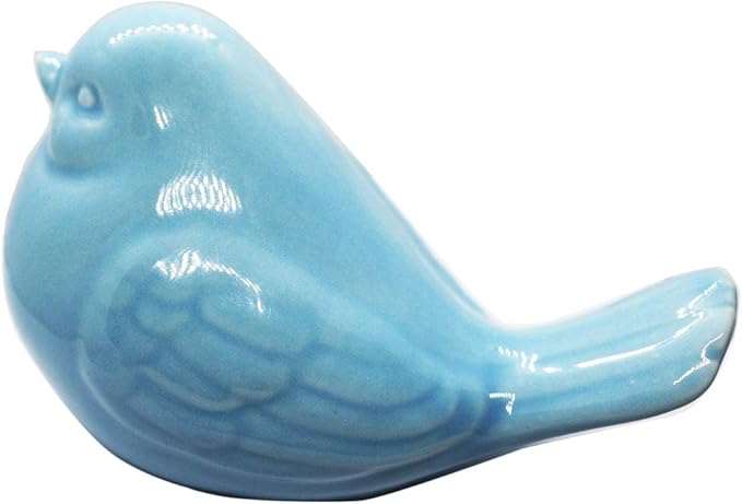 New Blue Bird Figurine, Ceramic Chubby Bird Figure Cottage Animal Bird Statue Decorations for Home Garden Decor Accents