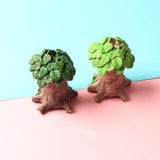2PC Resin Fairy Tale Treehouse Figurine, Miniature Garden Gnome Home, Plant-Themed Collectible for Indoor/Outdoor Decor & DIY Bonsai/Fairy Garden