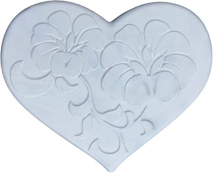 AUTUMN Heart with Flowers Stepping Stone Mold, Concrete Cement Mold, Stepping Stones for Garden Walkway, DIY Walkway Stepping Stones, Heart Statue for Garden, Heart Garden Decor Mold