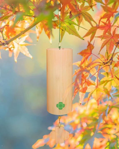 Bamboo Wind Chimes Chime for Sound Healing Meditation and Calming Emotions Classic Home Decoration Good Gift for Family Friends (C-Chord) Green Rope
