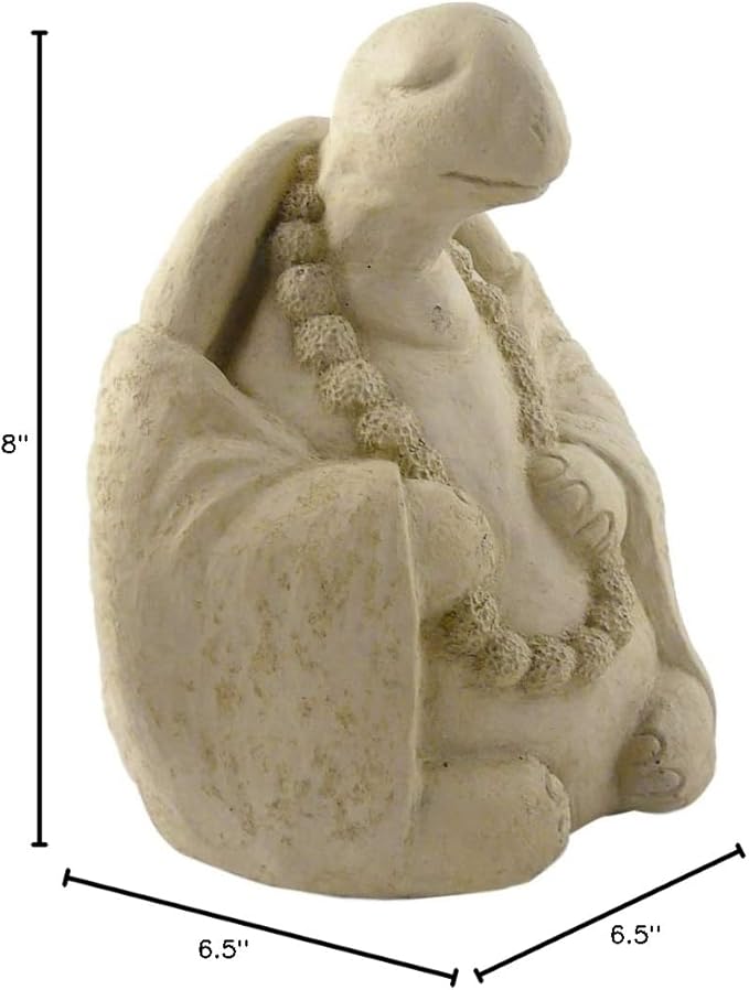Modern Artisans Meditating Turtle - Cast Stone Garden Sculpture : Large Size, Antique Stone Finish