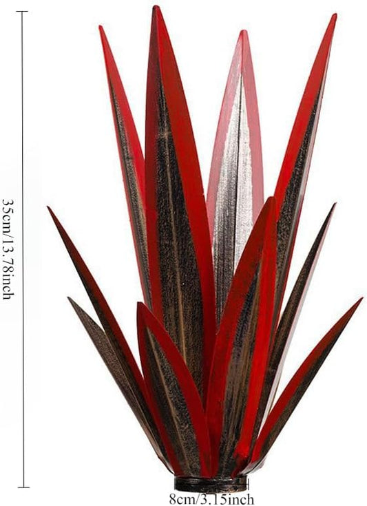 14 inch Metal Agave Flowers Plant Outdoor Décor DIY Metal Tequila Country Flowers Ornament Outdoor Decor Home Lawn Patio Stake Yard Art Decoration (Brick Red, 1 PCS)