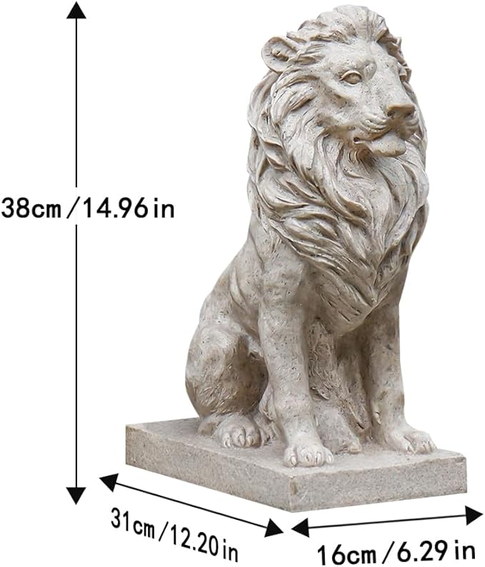 15in Huge Lion Statue, Stone Lion Sculpture Ornament, Beautiful Decorative Piece for Villa Garden Entrance, Housewarming, Birthday Gifts, Garden, Yard Decor