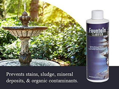 Fountain Water Clarifier - 8 Ounces - Water Treatment for Fountains & Birdbaths, Prevent White-Scale Buildup, Stains, Cloudy Water & Other Water Conditions