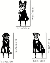 Dog Metal Art Garden Statues French Bulldog Doberman Pinscher Backyard Lawn Stakes Festival Decorations Yard Decor Iron Art (01)
