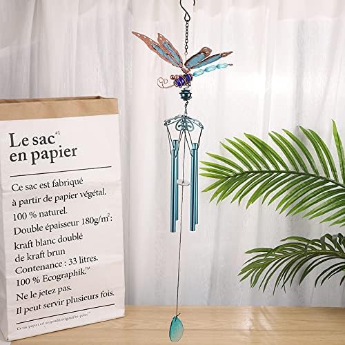 Luminous Dragonfly Butterfly Wind Chimes-Creative Hanging Glow in Dark Night Outdoor Windchimes Decoration for Home Garden Window Yard Patio (Dragonfly) Blue